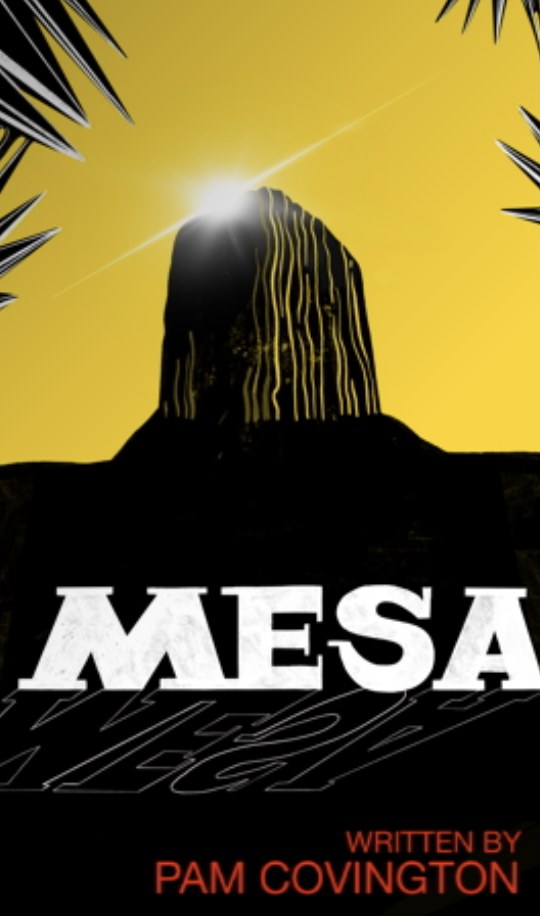 MESA poster: a dark mesa silhouetted against a yellow sky