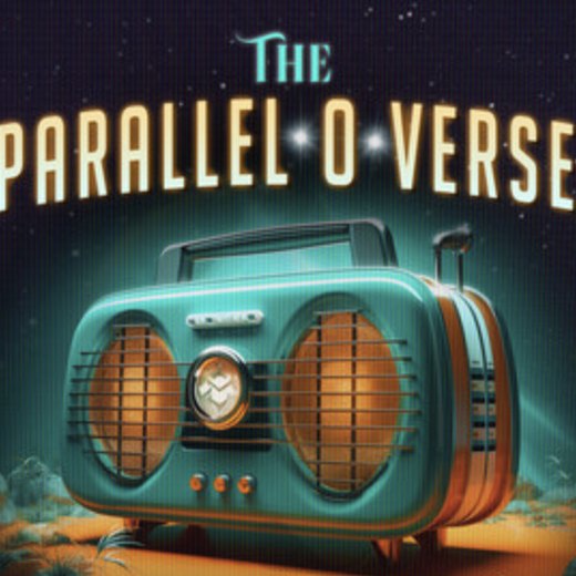 The Parallel-O-Verse cover art: a retro radio in a desert under a starry sky